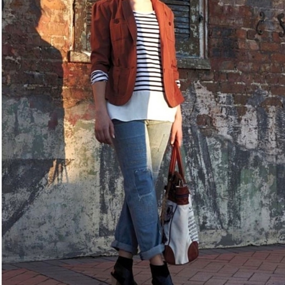 Anthropology Holding Horses boyfriend gable patches cotton distressed jeans